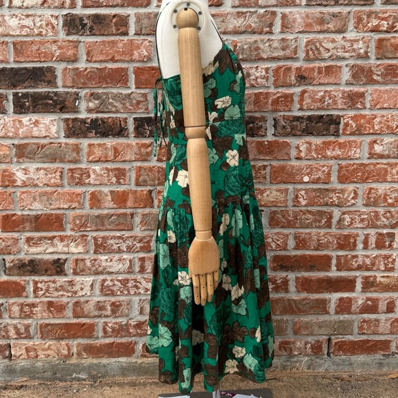 Moulinette de Soeurs Anthropologie green floral sleeveless sundress / 2 / EUC - Picture 7 of 17